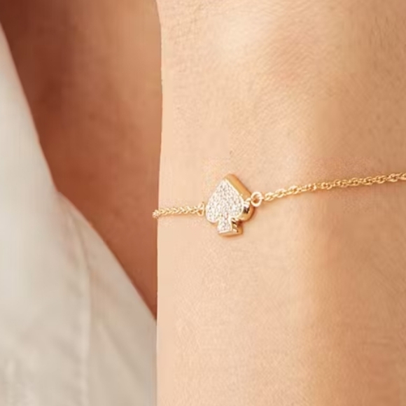 Kate Spade - Clear/Gold Everyday Spade Pave Slider Bracelet - Picture 3 of 4